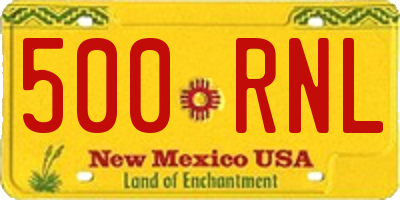 NM license plate 500RNL