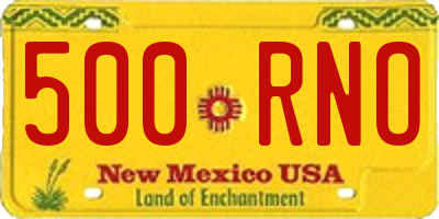 NM license plate 500RNO