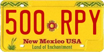 NM license plate 500RPY