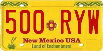 NM license plate 500RYW