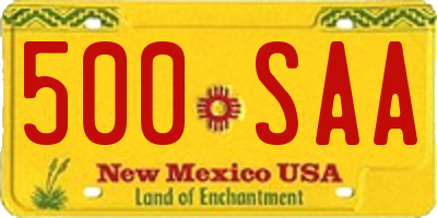 NM license plate 500SAA