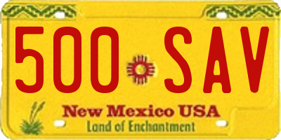 NM license plate 500SAV