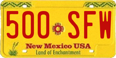 NM license plate 500SFW