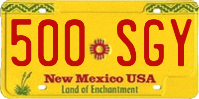 NM license plate 500SGY