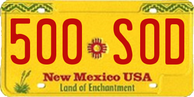 NM license plate 500SOD