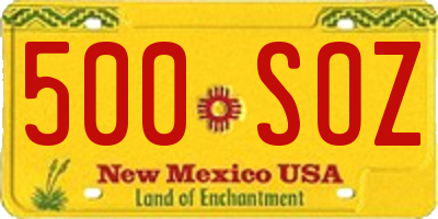 NM license plate 500SOZ