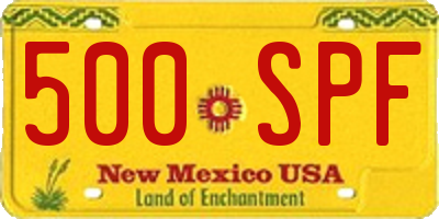 NM license plate 500SPF