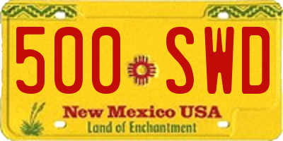 NM license plate 500SWD