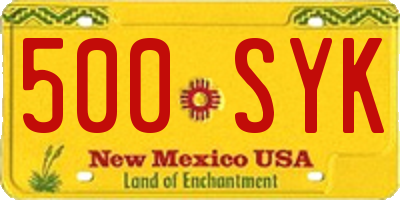 NM license plate 500SYK