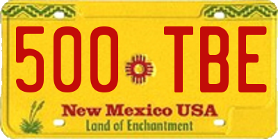 NM license plate 500TBE
