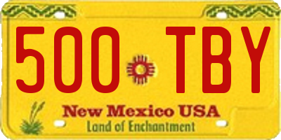NM license plate 500TBY