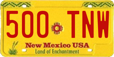 NM license plate 500TNW