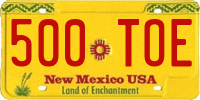 NM license plate 500TOE