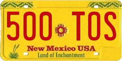 NM license plate 500TOS