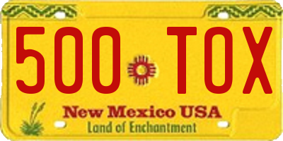 NM license plate 500TOX