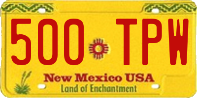 NM license plate 500TPW