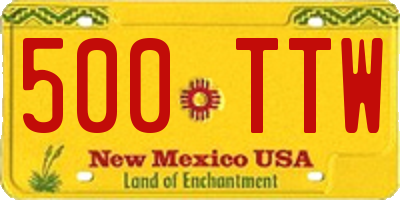 NM license plate 500TTW
