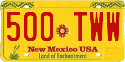 NM license plate 500TWW