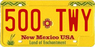 NM license plate 500TWY