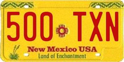 NM license plate 500TXN