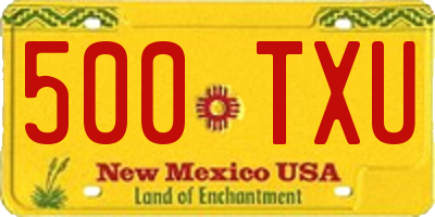 NM license plate 500TXU