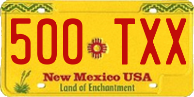 NM license plate 500TXX