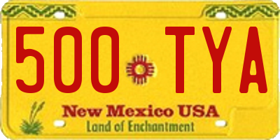 NM license plate 500TYA