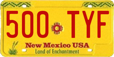 NM license plate 500TYF
