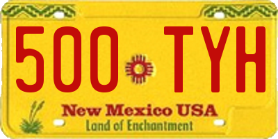 NM license plate 500TYH