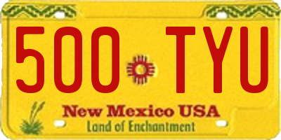 NM license plate 500TYU