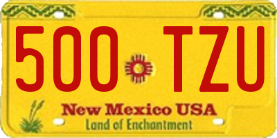 NM license plate 500TZU