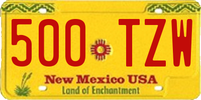 NM license plate 500TZW