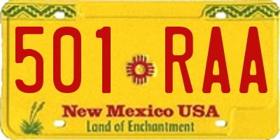 NM license plate 501RAA