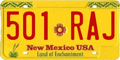 NM license plate 501RAJ