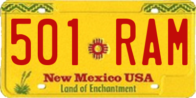 NM license plate 501RAM