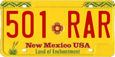NM license plate 501RAR