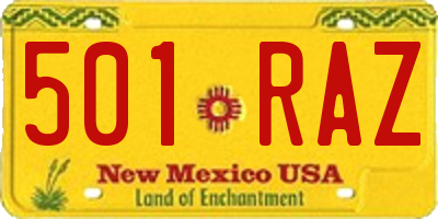 NM license plate 501RAZ