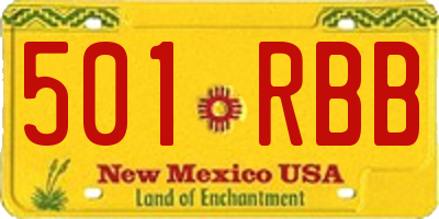 NM license plate 501RBB