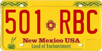 NM license plate 501RBC