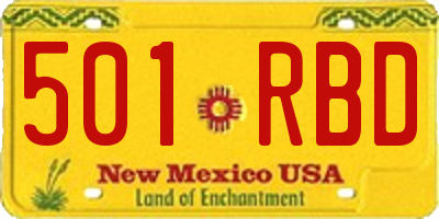 NM license plate 501RBD
