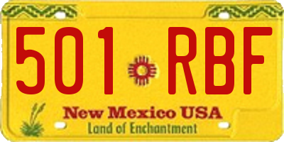 NM license plate 501RBF