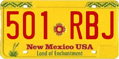 NM license plate 501RBJ