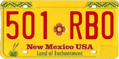 NM license plate 501RBO