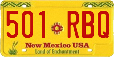 NM license plate 501RBQ
