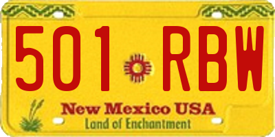 NM license plate 501RBW