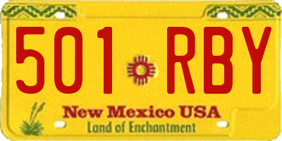NM license plate 501RBY