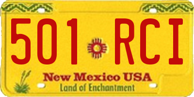 NM license plate 501RCI