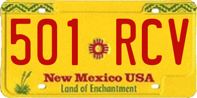 NM license plate 501RCV