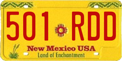 NM license plate 501RDD