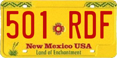 NM license plate 501RDF